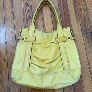 Yellow Leather Tote Bag - Classic Women's Handbag